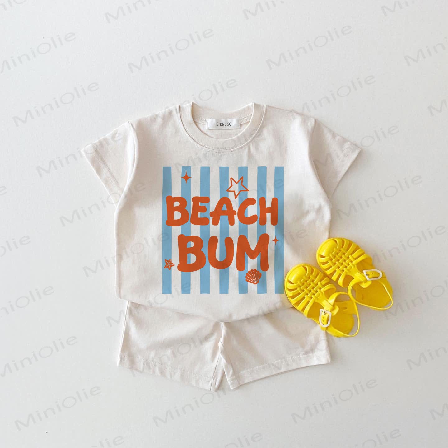 BEACH BUM Baby Tee and Shorts 2-piece Set - White - 18-24M - image 1