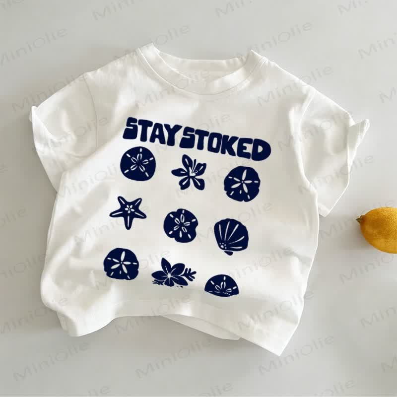 STAY STOKED Toddler White T-shirt - White - 6-7T - image 1