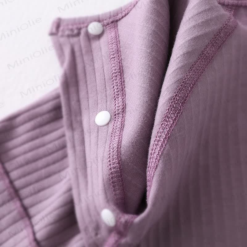 Baby Solid Color Ribbed Pajamas Romper - image 3