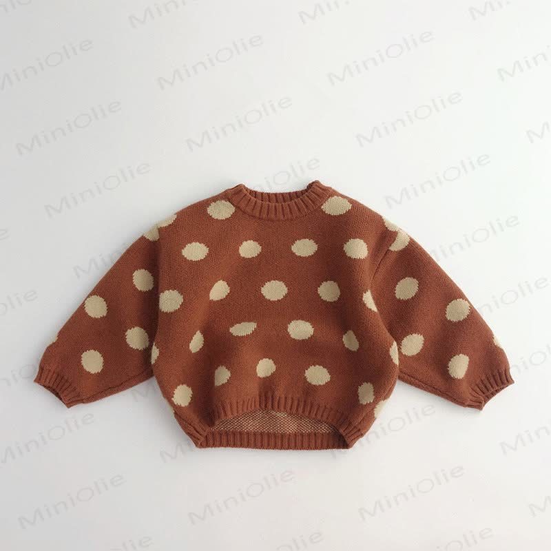 Toddler Knitted Dots Retro Style Sweater - Red - 7-9T - image 2