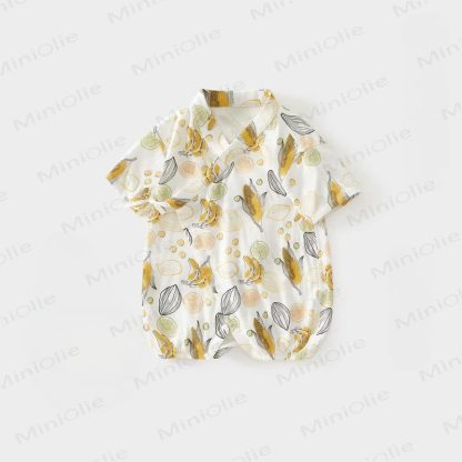 Baby White Fruit/Vegetable/Food Summer Wrap Front Romper - Banana - 15-22M - image 4