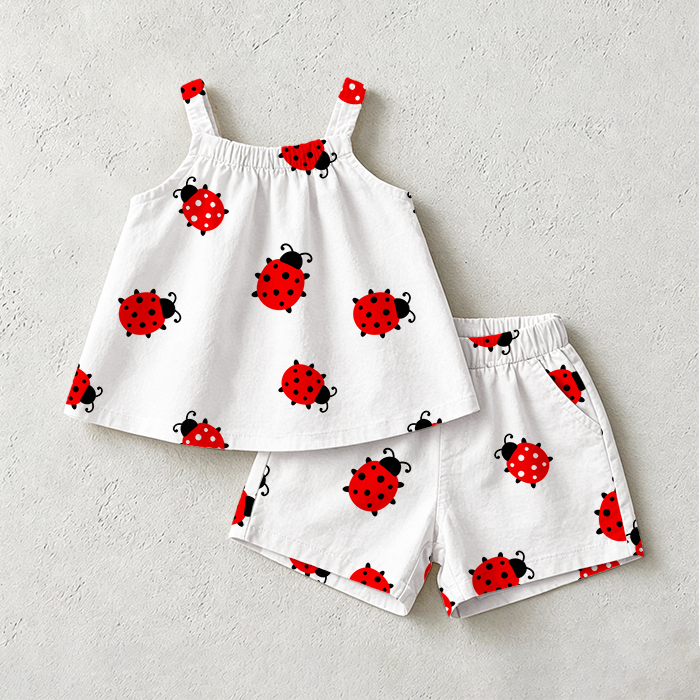 Baby Toddler Ladybug White Top and Shorts 2-piece Set - White - 3-5T - image 1