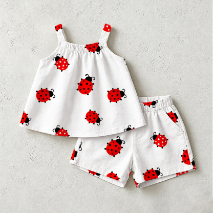 Baby Toddler Ladybug White Top and Shorts 2-piece Set - White - 3-5T - image 1