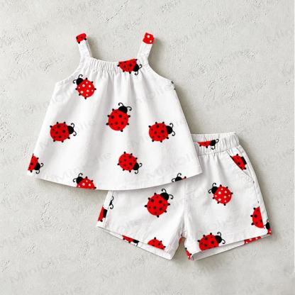 Baby Toddler Ladybug White Top and Shorts 2-piece Set - White - 3-5T - image 1