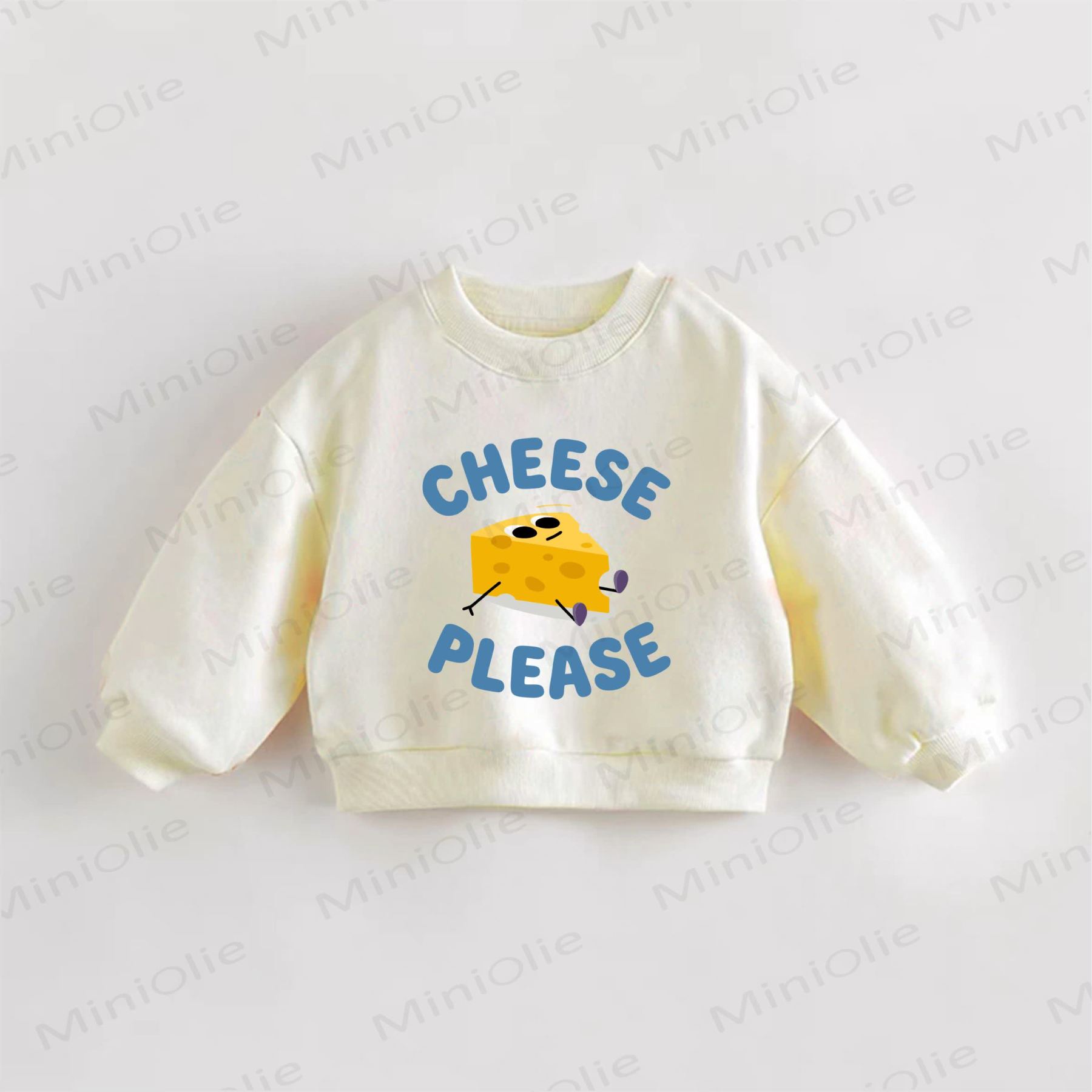 CHEESE PLEASE Baby Toddler Cream Sweatshirt - Cream - 3-5T - image 1