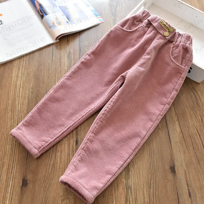 Kid Girl Stretch Velvet Corduroy Pants - Pink - 10Y - image 4