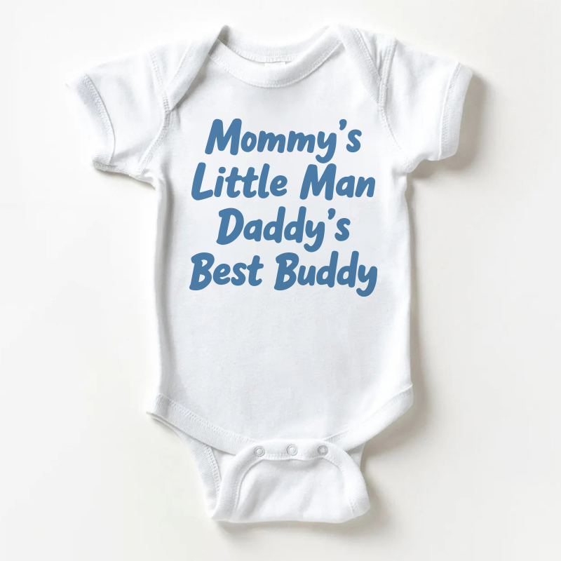 MOMMY'S LITTLE MAN DADDY'S BEST BUDDY Baby White Bodysuit - White - 18-24M - image 1