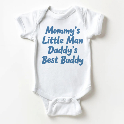 MOMMY'S LITTLE MAN DADDY'S BEST BUDDY Baby White Bodysuit - White - 18-24M - image 1