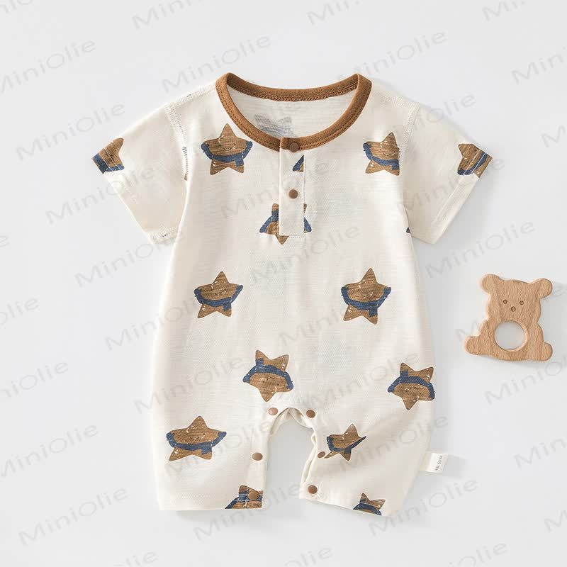 Baby Cotton White Short Sleeves Romper - White Star - 18-24M - image 5