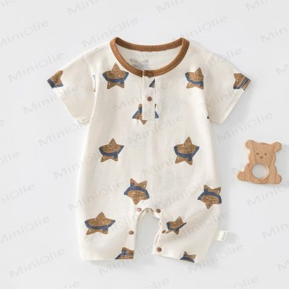 Baby Cotton White Short Sleeves Romper - White Star - 18-24M - image 5
