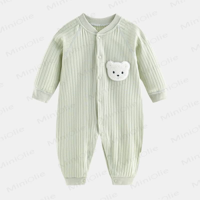  Baby Bear Patch Simple Soft Romper - Green - 12-24M - image 5