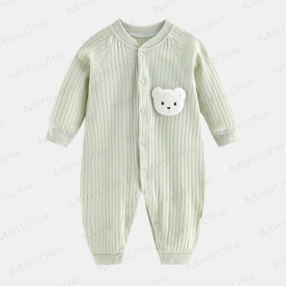  Baby Bear Patch Simple Soft Romper - Green - 12-24M - image 5