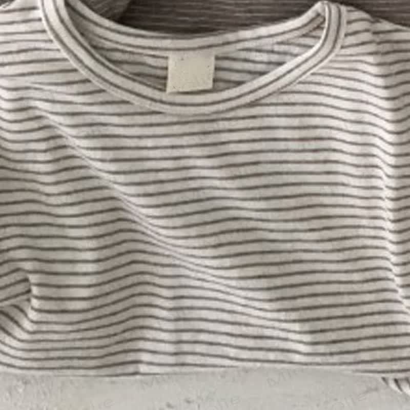 Baby Stripe/Solid Color Crew Neck T-Shirt - Black Stripe - 2-3T - image 4