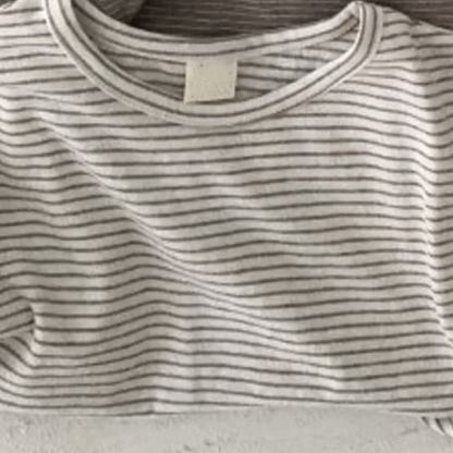 Baby Stripe/Solid Color Crew Neck T-Shirt - Black Stripe - 2-3T - image 4