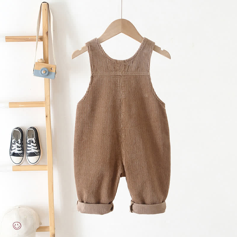 Toddler Solid Color Corduroy Neutral Overalls - image 14