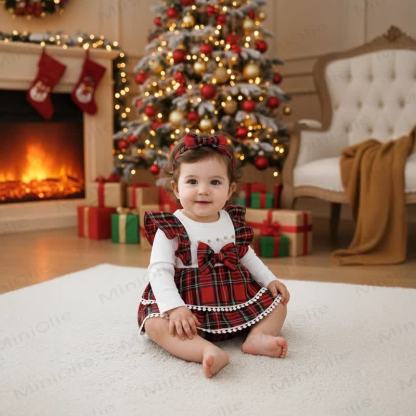 Baby Plaid Daisy Fake 2pcs Bodysuit with Headband - image 6