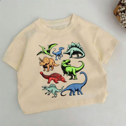 Toddler Kid Dinosaur Print Khaki T-shirt - Khaki - 6-7T - image 1