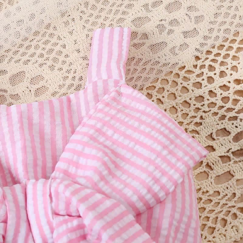 Baby Girls' Pink Striped Bow Vest and Shorts Set - image 5