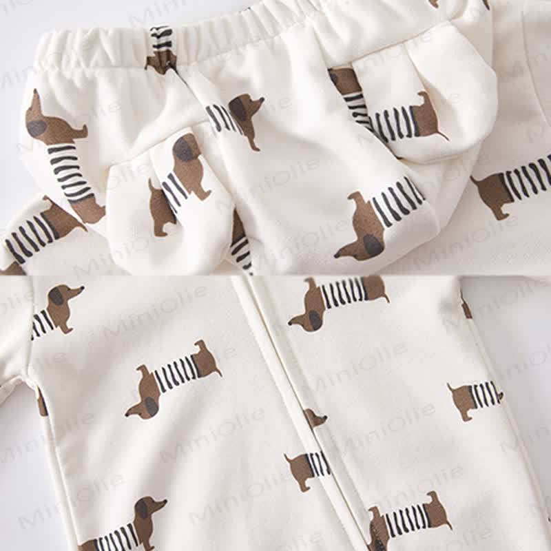 Baby Dinosaur Dachshund Moon Hooded Romper - image 4