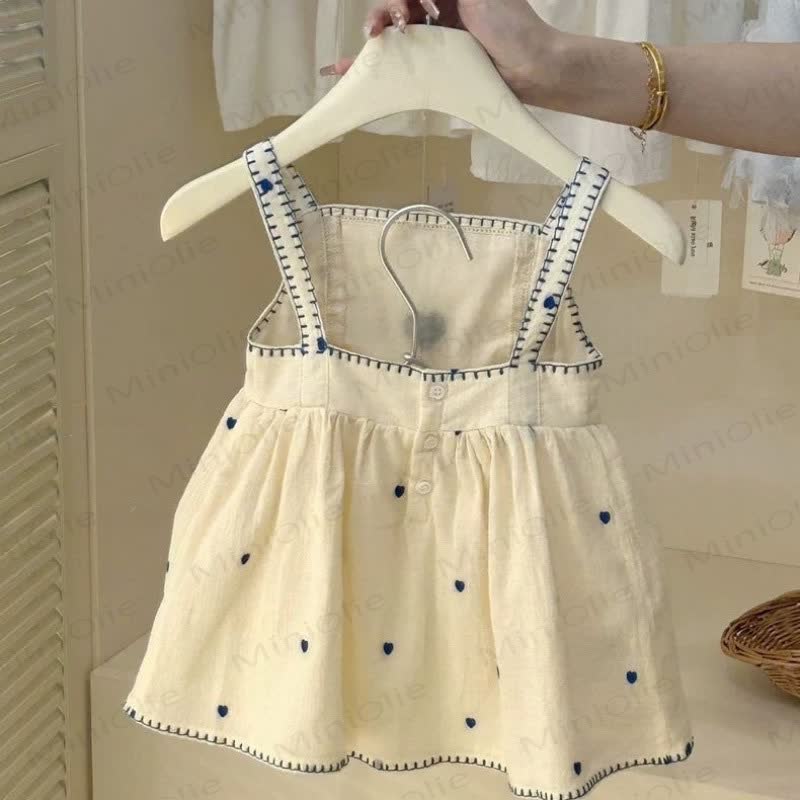 Baby Toddler Heart Beige Strap Dress  - image 6