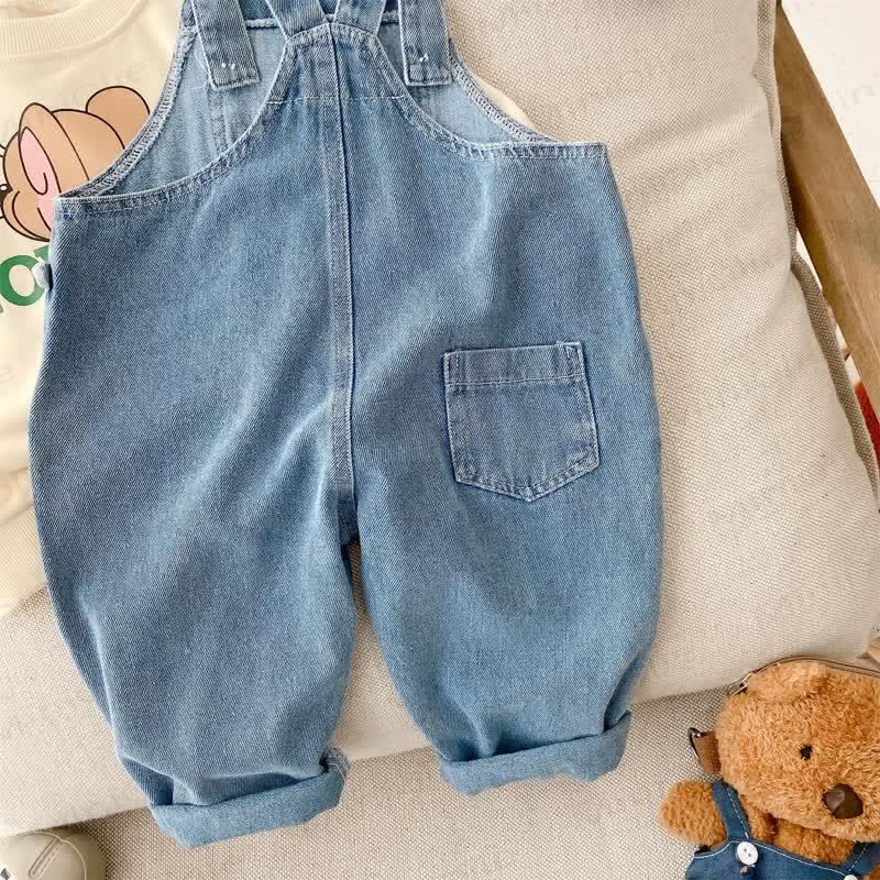 Toddler Patch Pocket Blue Denim Overalls - image 9