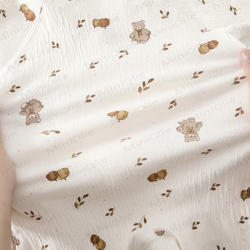 Baby Bowknot Dot/Bear Front Placket Button Romper - image 8