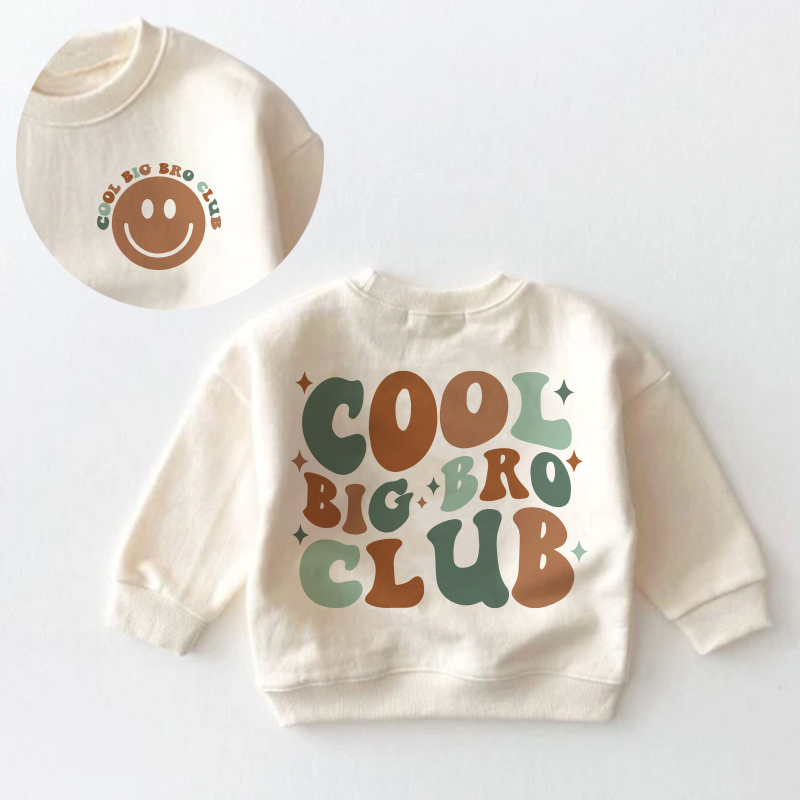 COOL BIG BRO CLUB Baby Toddler Smiling Face Sweatshirt - Cream - 3-5T - image 1