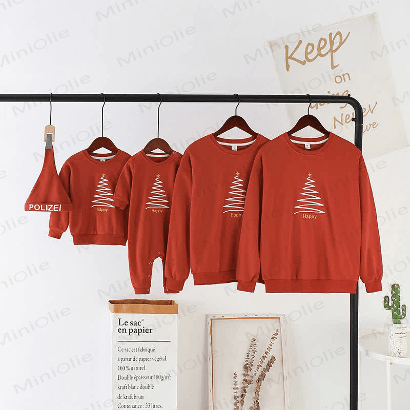 HAPPY Family Matching Christmas Tree Sweatshirt - Brick Red - Adult: 3XL - image 5