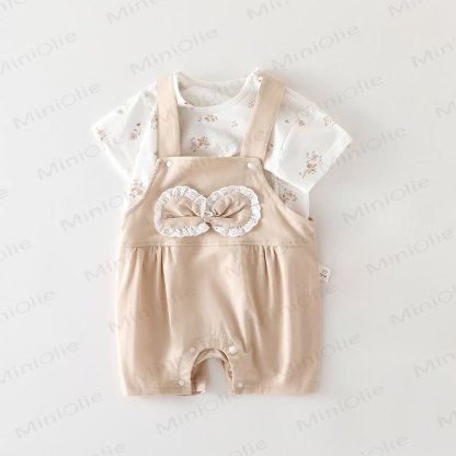 Baby Animal/Bows Overalls and Tee 2-piece Set - Beige Bows - 2-3T - image 6