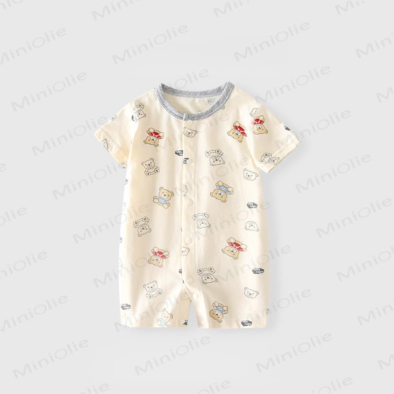 Baby Soft Cotton Short Sleeves Romper - White Bear - 2-3T - image 3