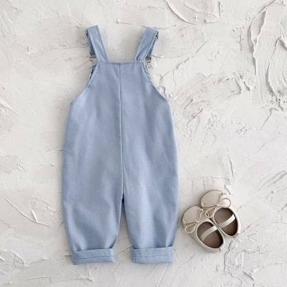 Baby Embroidered Flower Cute Blue Overalls - image 7