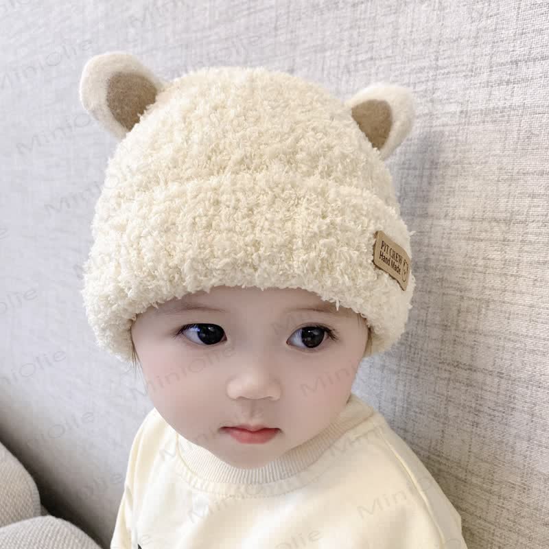 Baby Plush Bear Ears Knit Cap - image 2