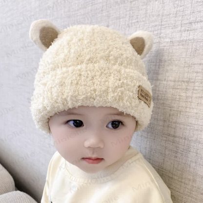 Baby Plush Bear Ears Knit Cap - image 2