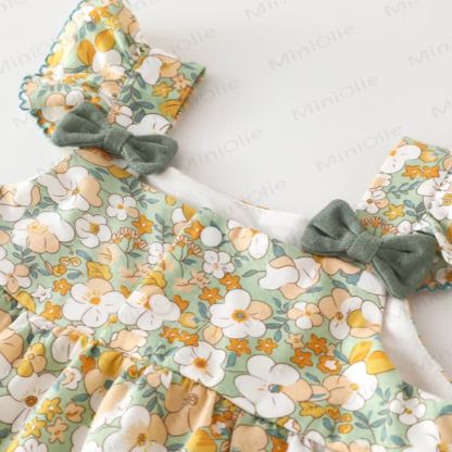 Baby Toddler Beige Flower and Bow Dress or Hat - image 5