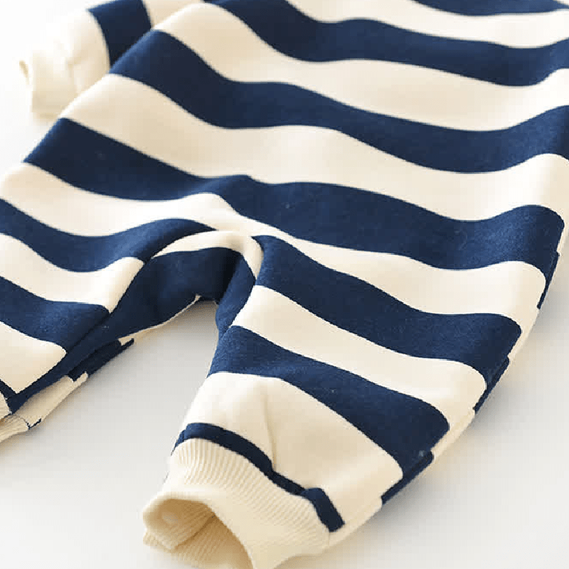 Baby Striped Bear Fleece Lined Romper - image 10