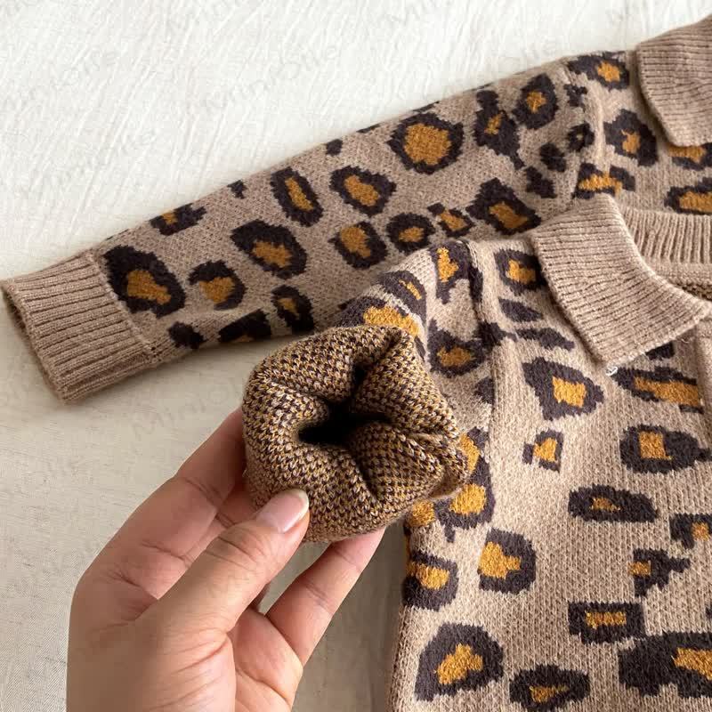 Baby Girl Knitted Leopard Print Sweater/Romper - image 8