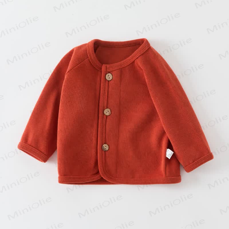  Baby Solid Color Knitted Cardigan Sweater - Orange Red - 3-5T - image 8