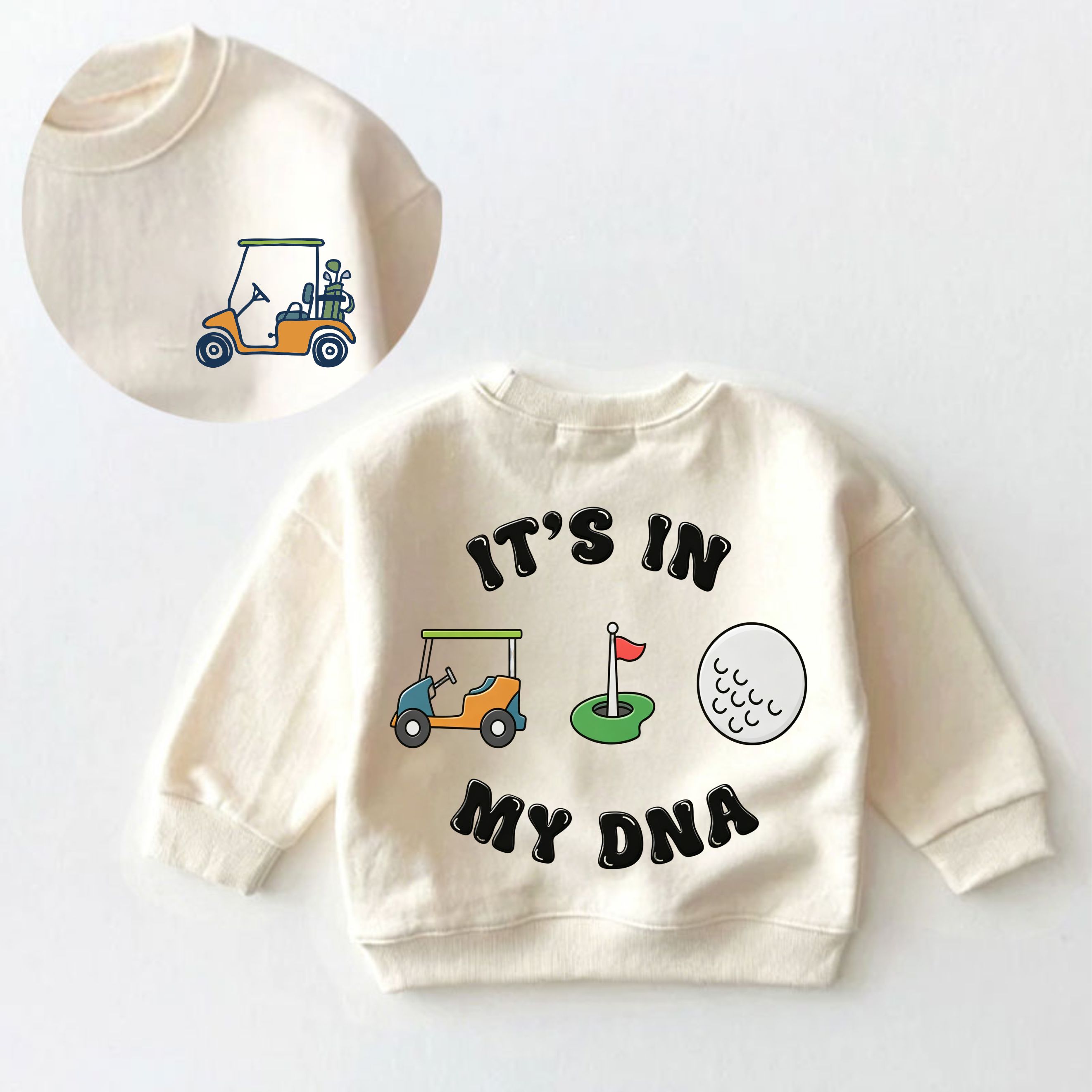 IT'S IN MY DNA Baby Toddler Golf Print Cream Sweatshirt - Cream - 3-5T - image 1