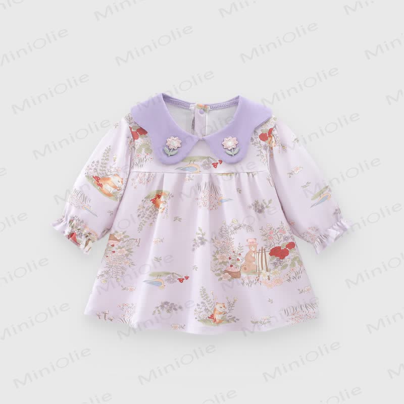 Baby Toddler Girl Flower Animal Dress - Purple Bear - 8Y - image 9
