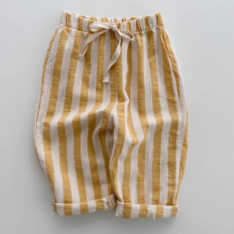 Baby Striped Drawstring Casual Pants - Yellow - 2-3T - image 4