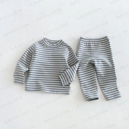 Baby Toddler Striped Top and Pants Lounge 2-piece Set - Gray - 6-7T - image 4