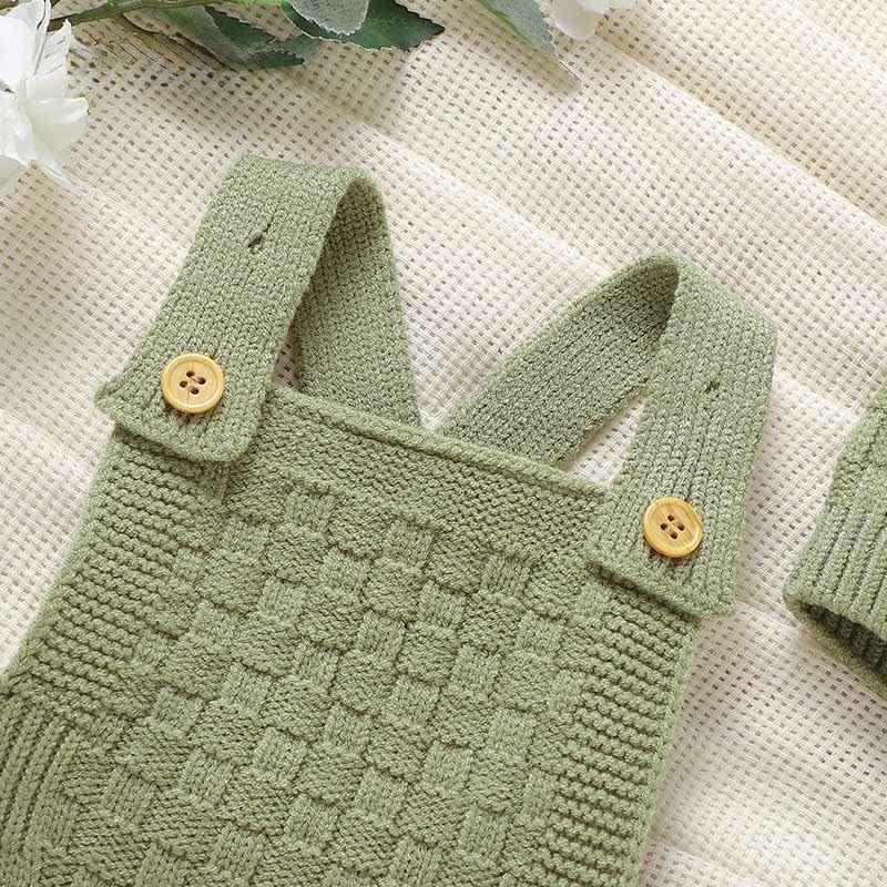Baby Solid Color Knit Romper with Hat Socks Gloves - image 9