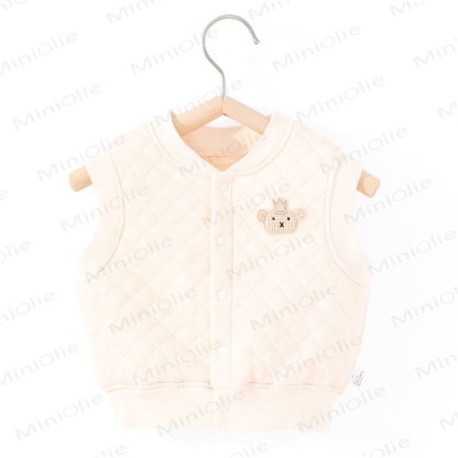 Baby Solid Color Quilted Vest Outerwear - Beige - 3-5T - image 4