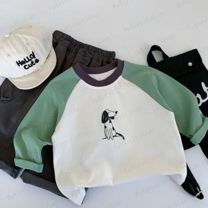 Kid Dalmatian Dog Raglan T-Shirt - Green - 8Y - image 11