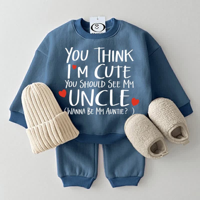 YOU THINK I'M CUTE YOU SHOULD SEE MY UNCLE WANNA BE MY AUNTIE Baby Love 2-piece Set - Blue - 2-3T - image 4