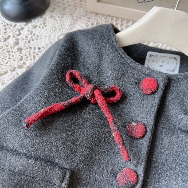 Toddler Girl Bow Plaid Sleeveless Dress & Grey Outerwear - image 12