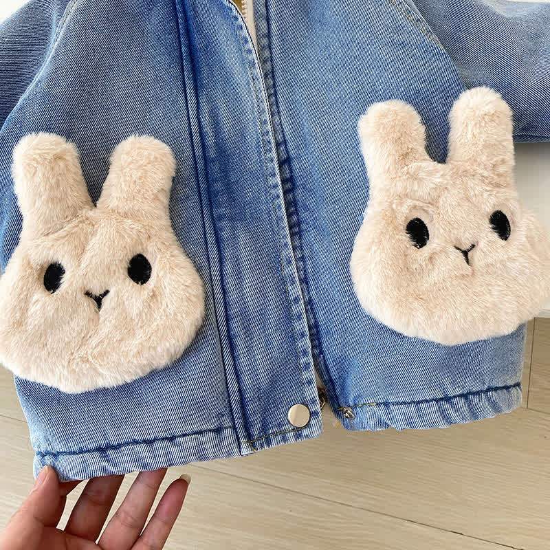 Kids Girl Bunny Cowboy Hoodie Fleece Outerwear - image 5