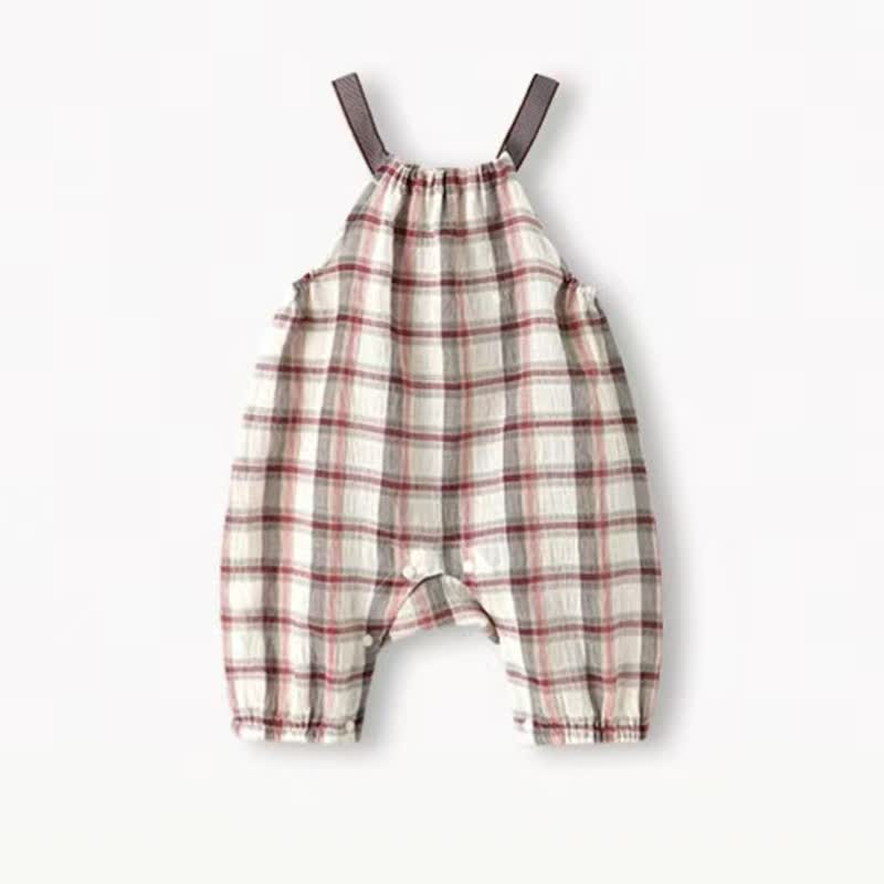 Baby Plaid Suspender Romper - Red - 18-24M - image 2