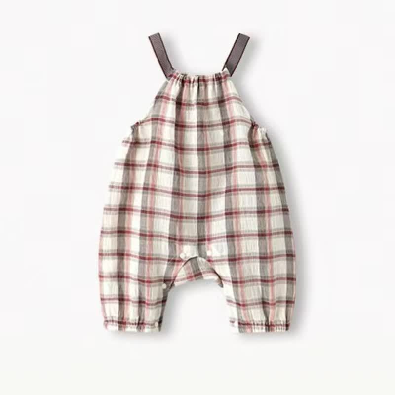 Baby Plaid Suspender Romper - Red - 18-24M - image 2