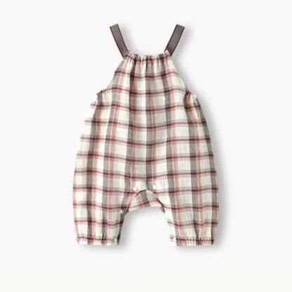 Baby Plaid Suspender Romper - Red - 18-24M - image 2